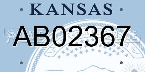 AB02367 Kansas License Plate