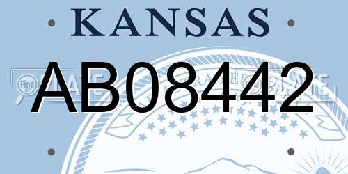 AB08442 Kansas License Plate