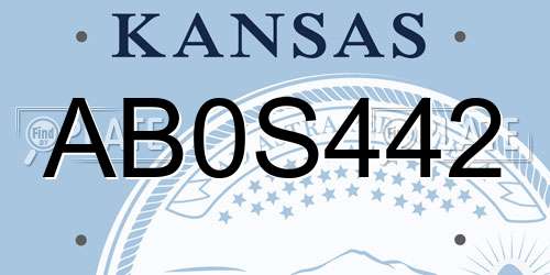 AB0S442 Kansas License Plate