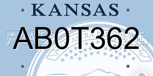 AB0T362 Kansas License Plate