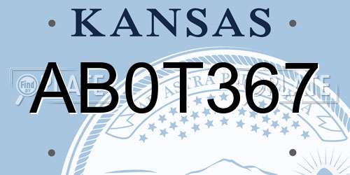 AB0T367 Kansas License Plate