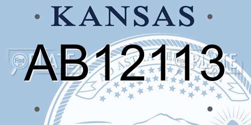 AB12113 Kansas License Plate
