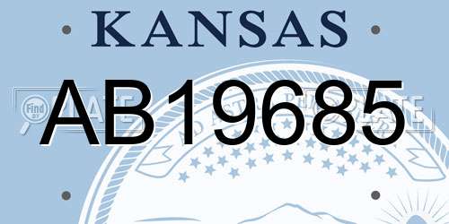 AB19685 Kansas License Plate