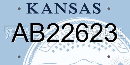 AB22623 Kansas License Plate