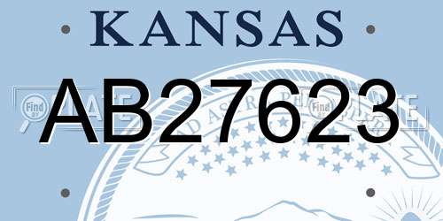AB27623 Kansas License Plate