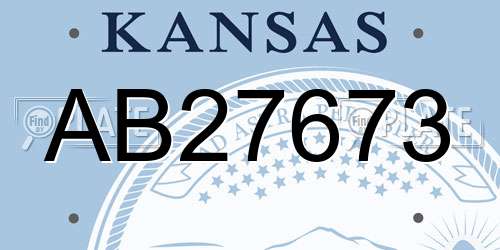 AB27673 Kansas License Plate