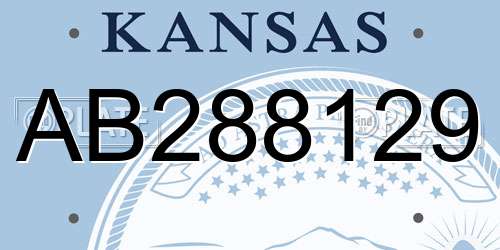AB288129 Kansas License Plate