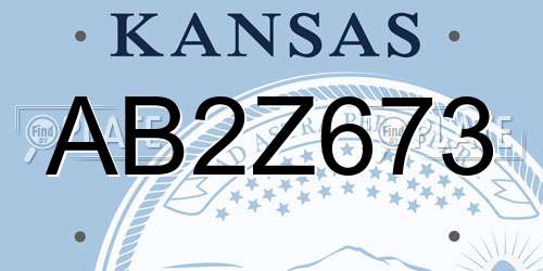 AB2Z673 Kansas License Plate