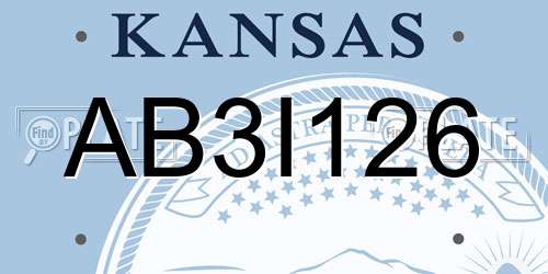 AB3I126 Kansas License Plate