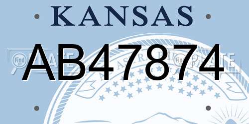 AB47874 Kansas License Plate