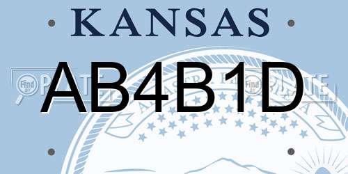 AB4B1D Kansas License Plate