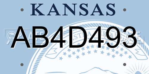 AB4D493 Kansas License Plate