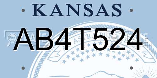 AB4T524 Kansas License Plate