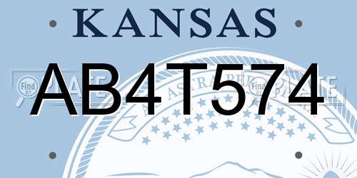 AB4T574 Kansas License Plate