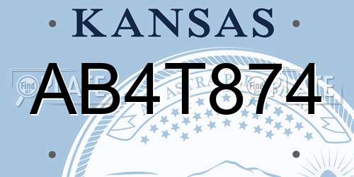 AB4T874 Kansas License Plate