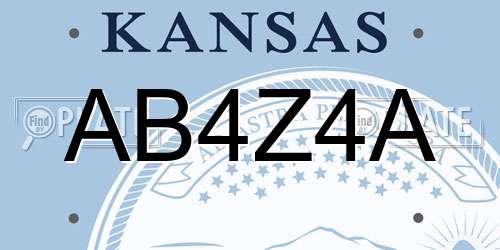 AB4Z4A Kansas License Plate