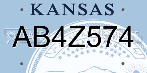 AB4Z574 Kansas License Plate