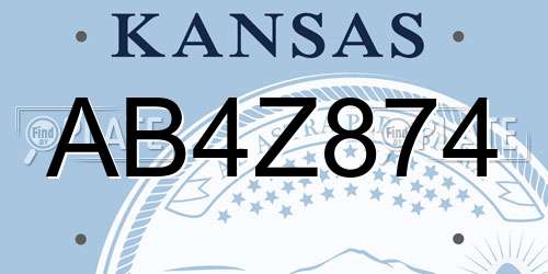 AB4Z874 Kansas License Plate