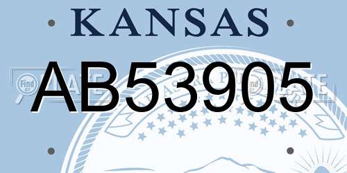AB53905 Kansas License Plate