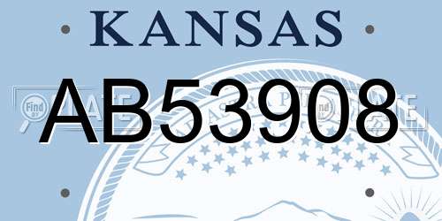 AB53908 Kansas License Plate