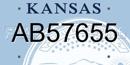 AB57655 Kansas License Plate