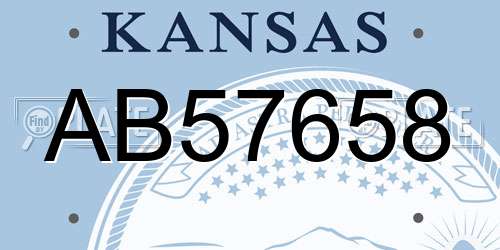 AB57658 Kansas License Plate