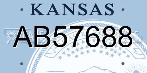 AB57688 Kansas License Plate
