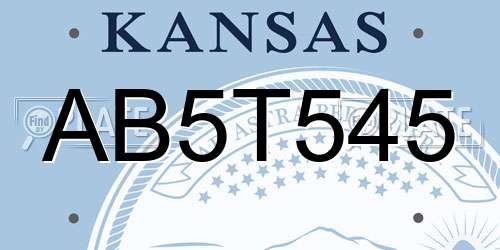 AB5T545 Kansas License Plate