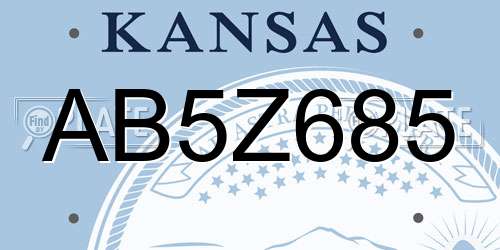 AB5Z685 Kansas License Plate