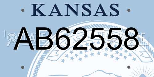 AB62558 Kansas License Plate
