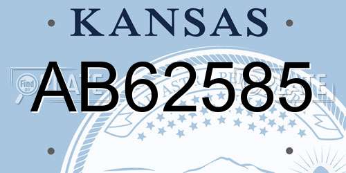 AB62585 Kansas License Plate