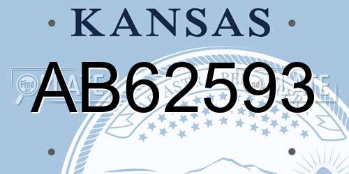 AB62593 Kansas License Plate