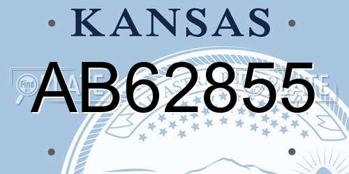 AB62855 Kansas License Plate