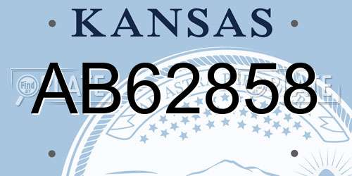 AB62858 Kansas License Plate