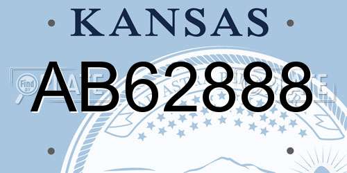 AB62888 Kansas License Plate