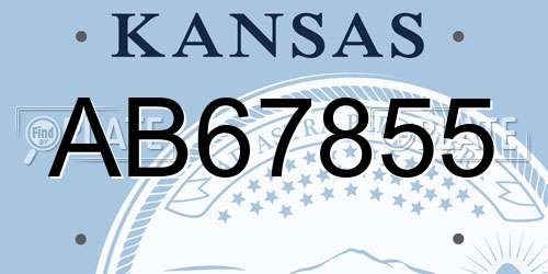 AB67855 Kansas License Plate