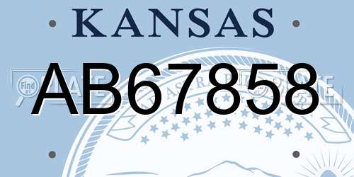 AB67858 Kansas License Plate