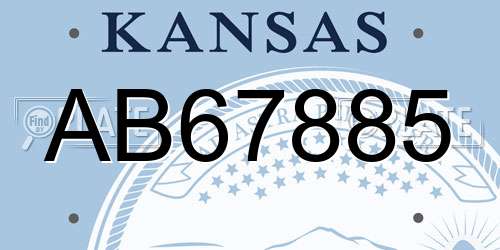 AB67885 Kansas License Plate
