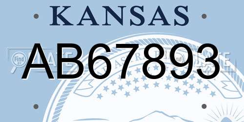 AB67893 Kansas License Plate