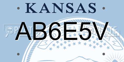 AB6E5V Kansas License Plate