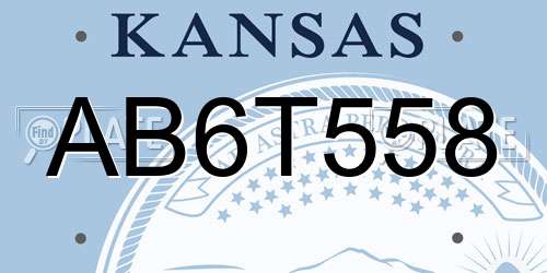 AB6T558 Kansas License Plate