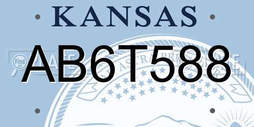 AB6T588 Kansas License Plate