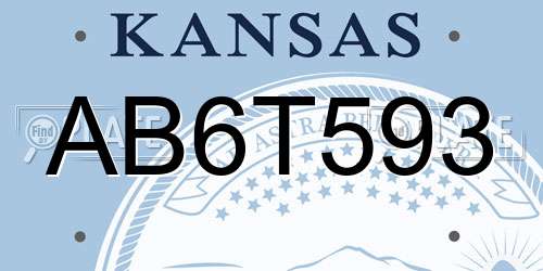 AB6T593 Kansas License Plate