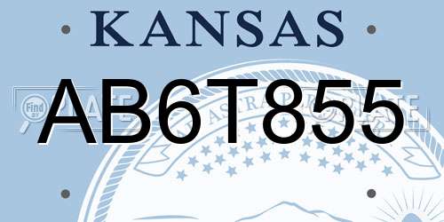 AB6T855 Kansas License Plate