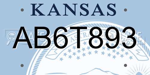 AB6T893 Kansas License Plate