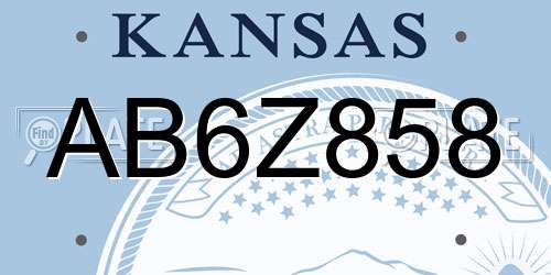 AB6Z858 Kansas License Plate