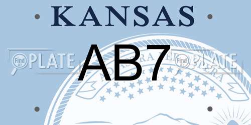 AB7 Kansas License Plate