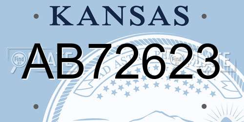 AB72623 Kansas License Plate