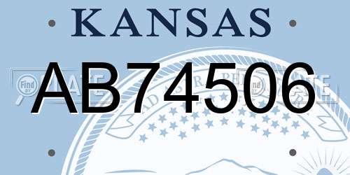 AB74506 Kansas License Plate