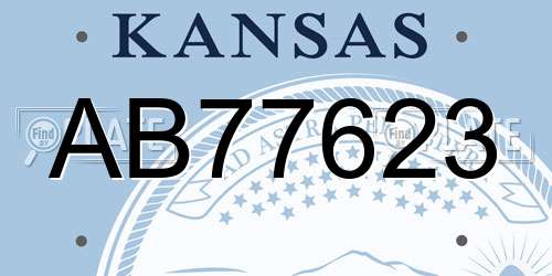 AB77623 Kansas License Plate